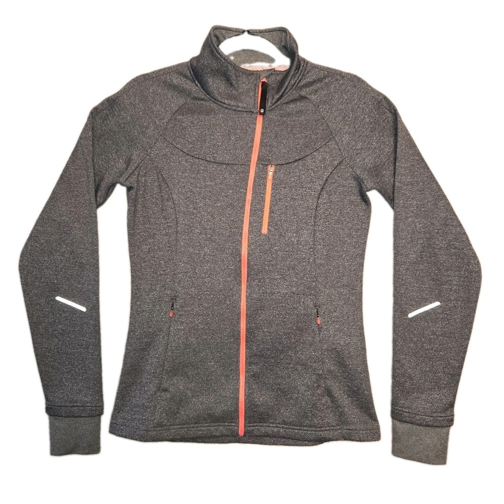 Mondetta Athletic Jacket Women's Size Medium Gray Full-Zip Mock Neck Stretch